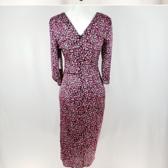 NWT- Zara Floral Ruched Midi Dress Sz.Small - Picture 5 of 9